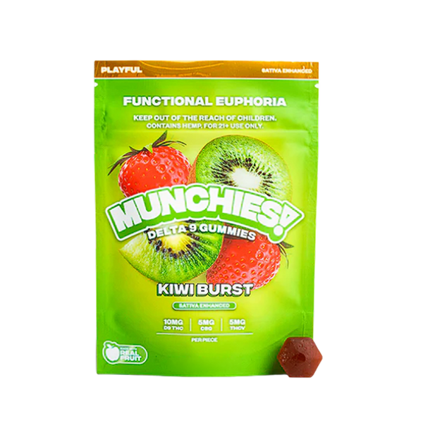 Munchies Gummy D9 - Euphoria - Kiwi Burst - Sativa - Playful-5 piezas