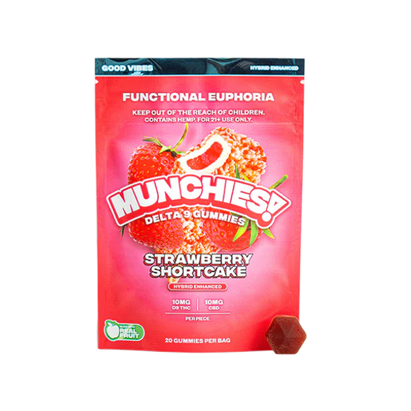 Munchies Euphoria D9 Gummy - Strawberry Shortcake - Hybrid - Good Vibes - 20pz