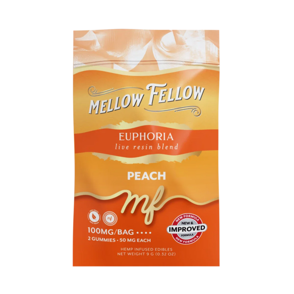 Mellow Fellow Live Resin M-Fusions 2pc Edibles 100mg Euphoria Blend Peach
