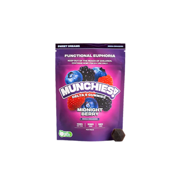 Munchies Gummy D9 - Euphoria - Midnight Berry - Indica - Sweet Dreams-5 piezas