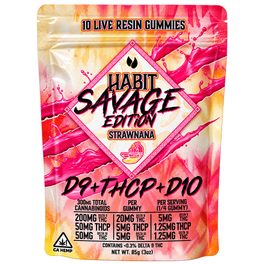 Habit Gummy THCP  Savage Edition Strawnana Gummies - 10 Gomitas Delta 9  20 mg, Delta 10 THC 5 mg, THCP 5 mg