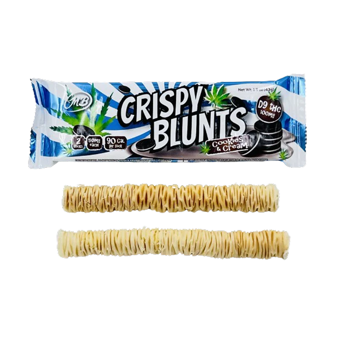 Crispy Blunts Cookies & Cream: Oblea Crujiente Delta-9 THC (2 pz / 100mg Total)