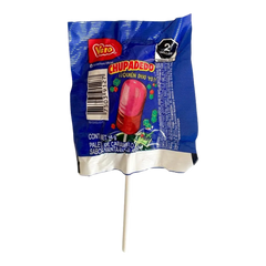 Paleta Chupadedo de California Leaf con envoltura azul, sabor menta, eucalipto y fresa en formato individual de 16g