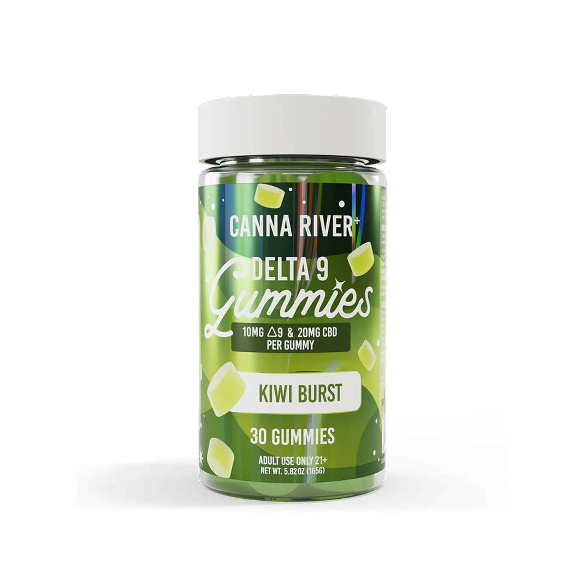 Canna River Delta-9 + CBD Gummies Kiwi Burst (30 pz / Fórmula de Espectro Completo)