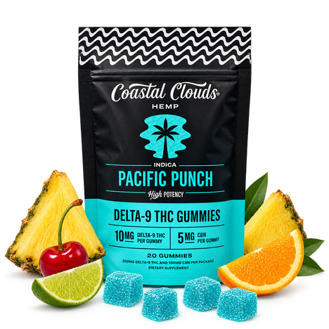 Coastal Clouds Pacific Punch D9 THC Gummies + CBN Indica