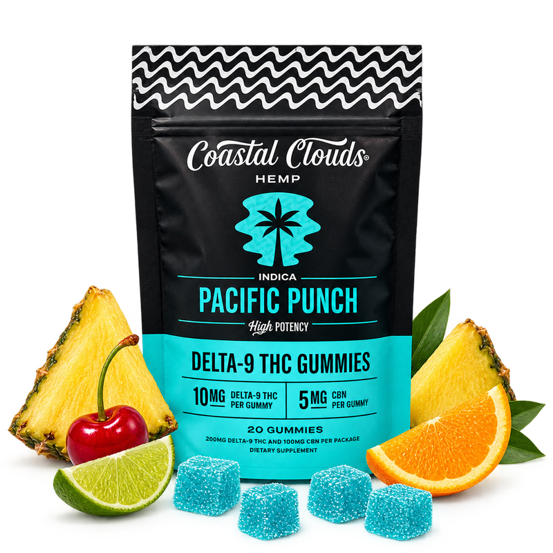 Coastal Clouds Pacific Punch D9 THC Gummies + CBN Indica-1