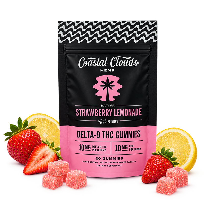 Coastal Clouds  Strawberry Lemonade D9 THC Gummies + CBG Sativa-1