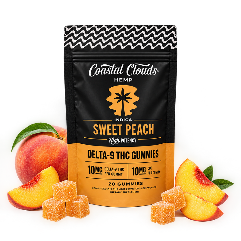 Coastal Clouds Sweet Peach D9 THC Gummies + CBD Hybrid-1
