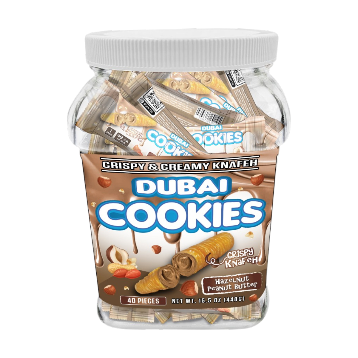 Dubai Cookies Crispy & Creamy Knafeh 1pz Snacks Hazelnut Peanut Butter-2