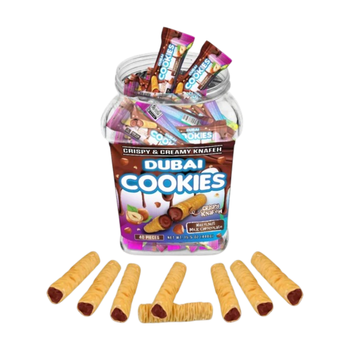 Dubai Cookies Crispy & Creamy Knafeh 1pz Snacks Hazelnut Milk Chocolate Sin THC-1