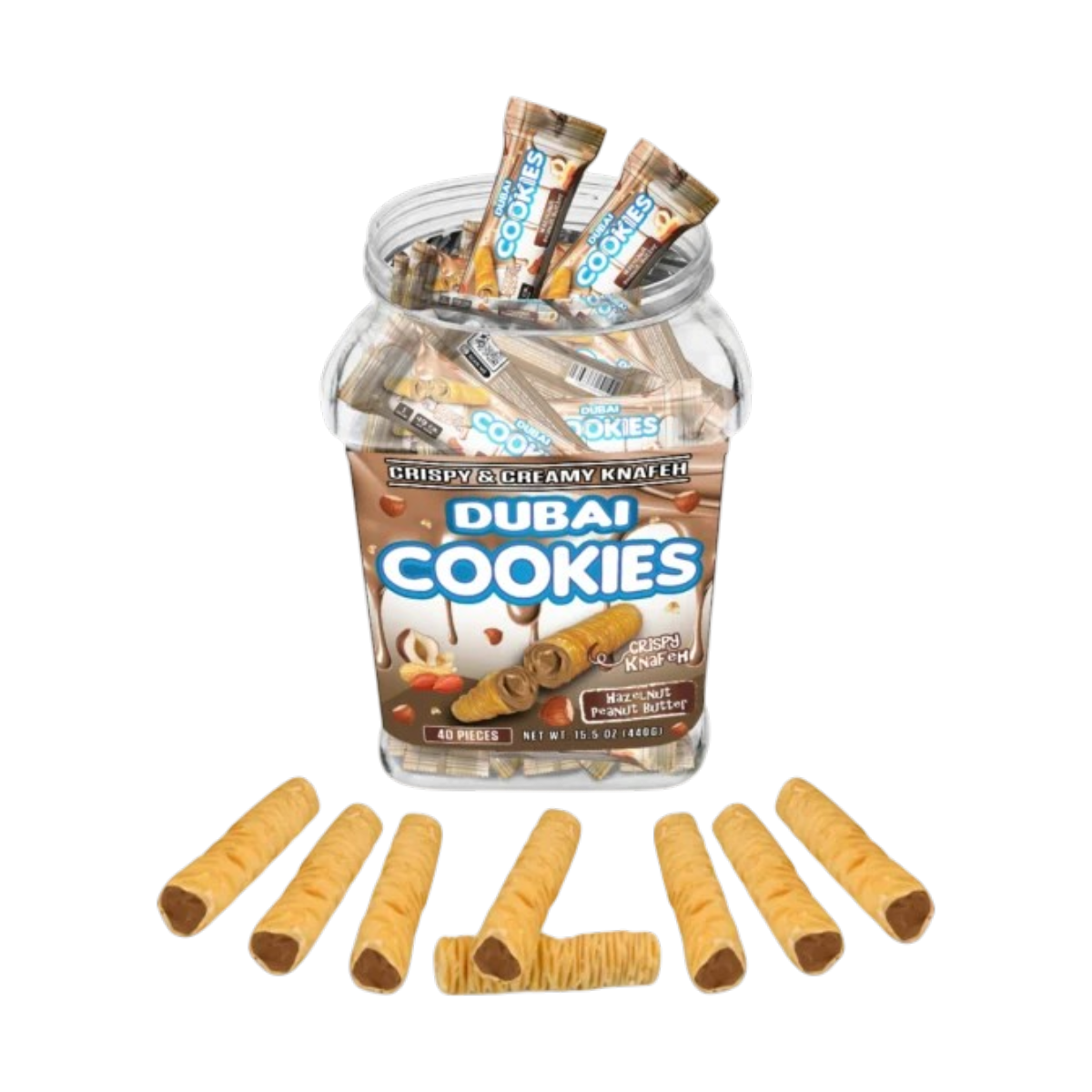 Dubai Cookies Crispy & Creamy Knafeh 1pz Snacks Hazelnut Peanut Butter-1