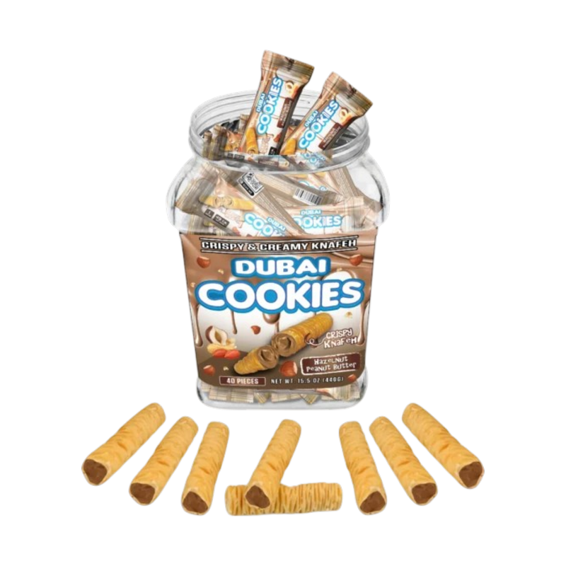 Dubai Cookies Crispy & Creamy Knafeh 1pz Snacks Hazelnut Peanut Butter-1