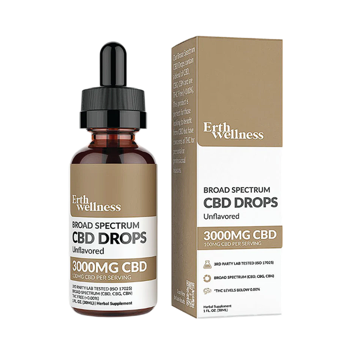 ERTH BROAD SPECTRUM CBD 3000MG UNFLAVORED