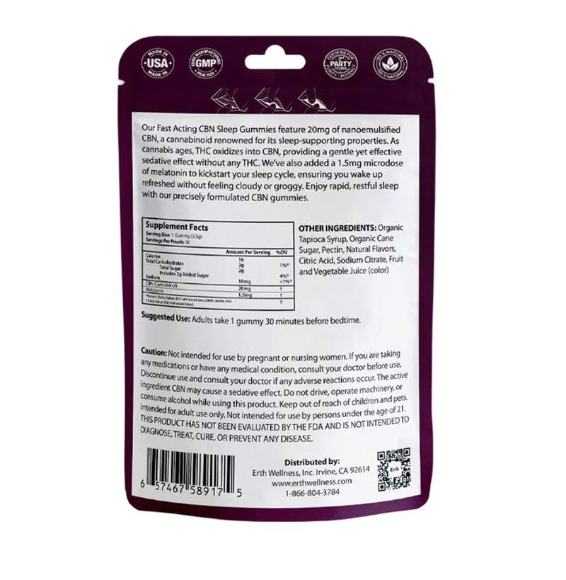 ERTH SLEEP GUMMIES CBN:MELATONIN 30PZ BLACKBERRY-2