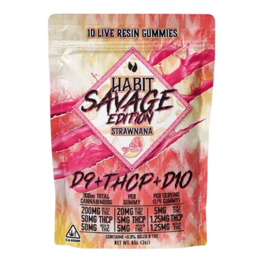 Habit Gummy THCP  Savage Edition Strawnana Gummies - 10 Gomitas Delta 9  20 mg, Delta 10 THC 5 mg, THCP 5 mg