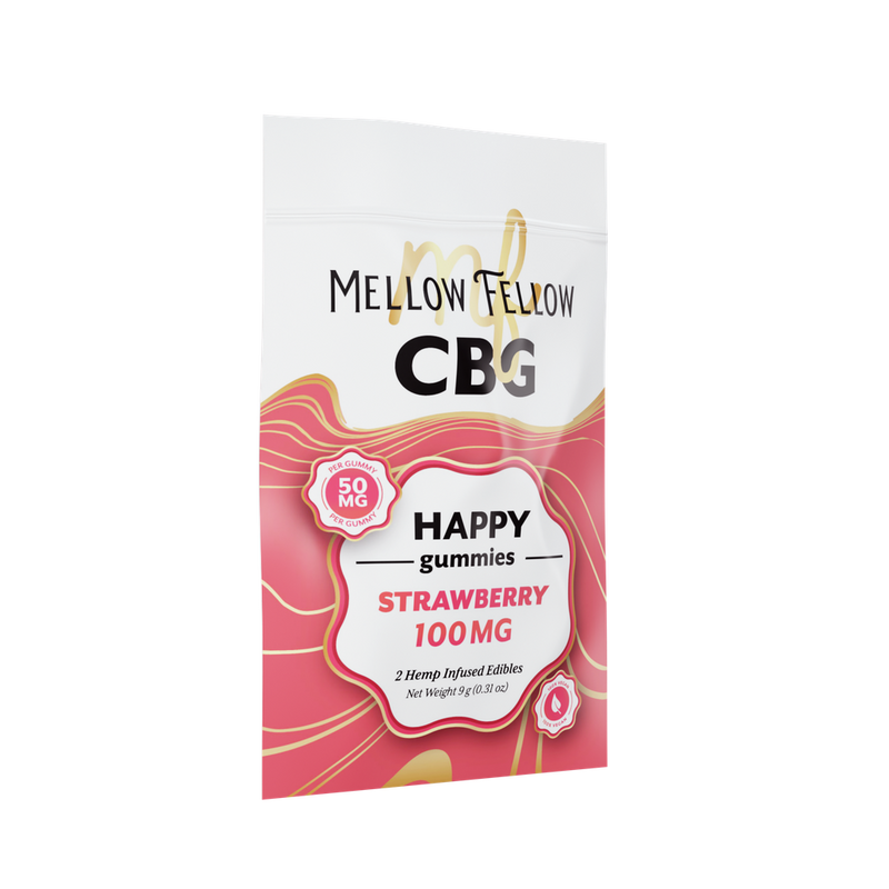 MELLOW FELLOW HAPPY GUMMIES 2PZ EDIBLES 100MG CBG STRAWBERRY-1