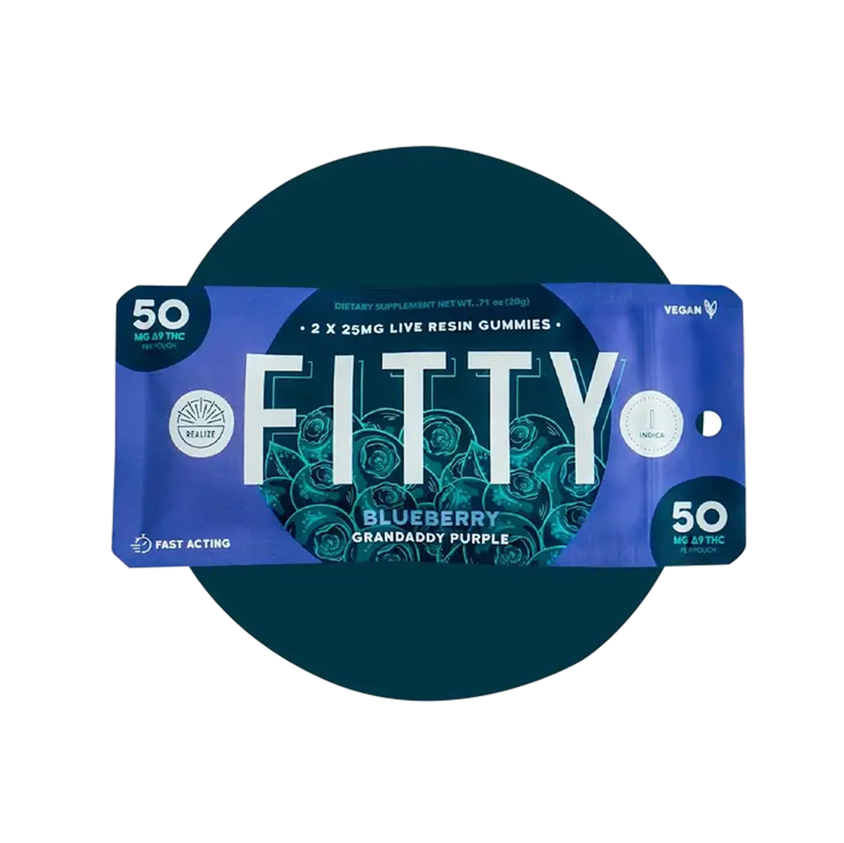 FITTY Live Resin Gummies Blueberry Grandaddy Purple (2 pz / 50mg Total)-1