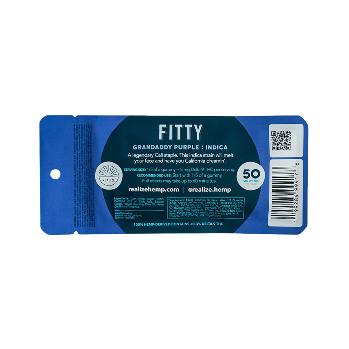 FITTY Live Resin Gummies Blueberry Grandaddy Purple (2 pz / 50mg Total)-2