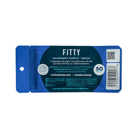 THC Fitty Live Resin Gummies Blueberry Grandaddy Purple (2 pz / 50mg Total)
