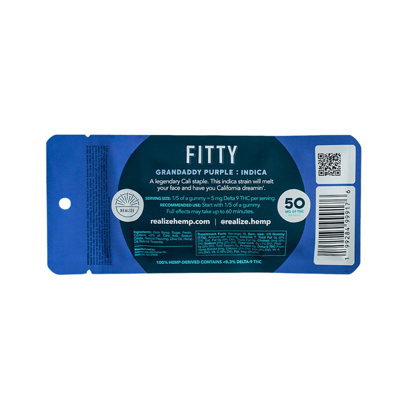 FITTY Live Resin Gummies Blueberry Grandaddy Purple (2 pz / 50mg Total)-2