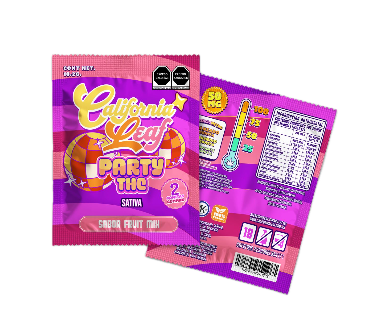 Sobre de Gomitas PARTY | DELTA 8 |Pack 2 Piezas (50mg c/u) Máxima Potencia
