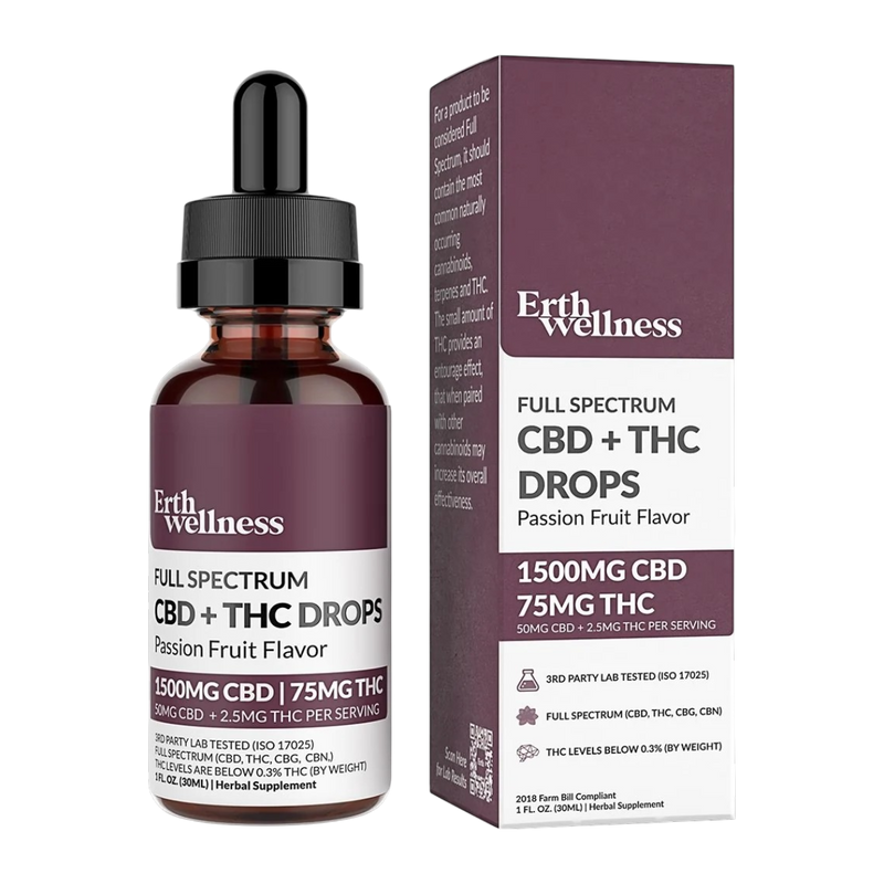 CBN:CBG Full Spectrum CBD + THC RELIEF Drops 1500MG Passion Fruit-1