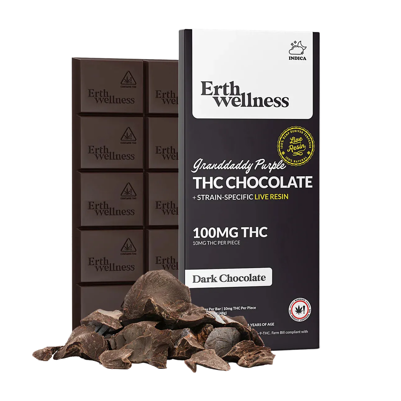 ERTH THC CHOCOLATE BAR THC DARK CHOCOLATE INDICA