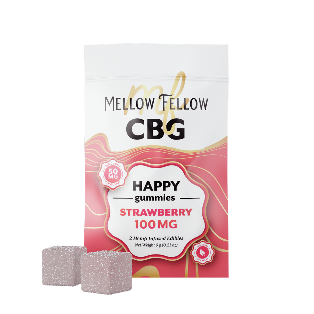 MELLOW FELLOW HAPPY GUMMIES 2PZ EDIBLES 100MG CBG STRAWBERRY-2
