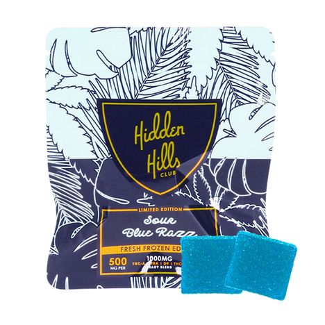 HIDDEN HILLS HEADY BLEND GUMMIES DISPLAY SOUR BLUE RAZZ