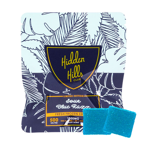 HIDDEN HILLS HEADY BLEND GUMMIES DISPLAY SOUR BLUE RAZZ
