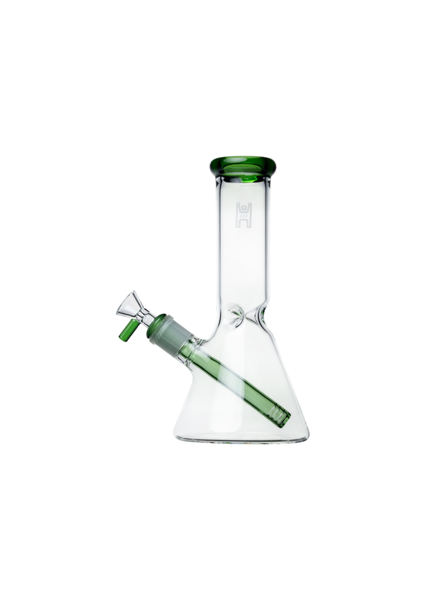 HUMAN GRADE BEAKER 9" GREEN ACCENT