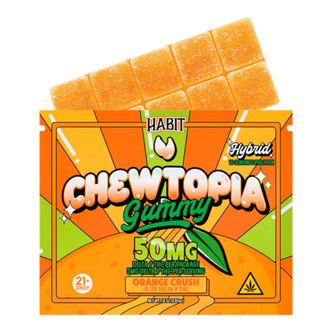 THC Habit Gomitas Chewtopia Delta 9 THC 50 mg Orange Crush