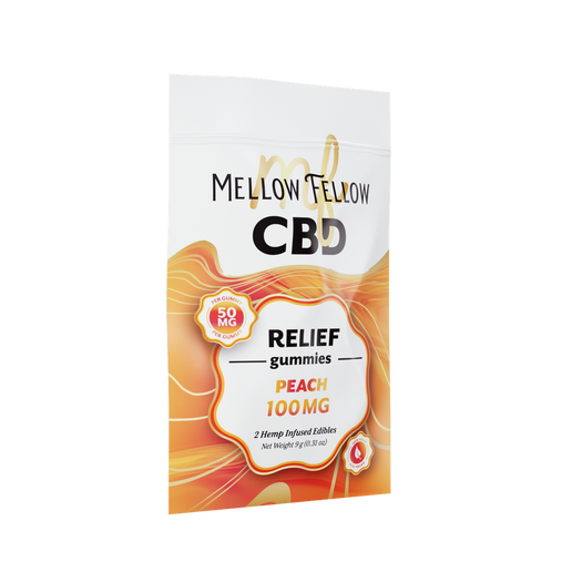 CBD Mellow Fellow Relief Gummies 2pz Edibles 100mg Peach