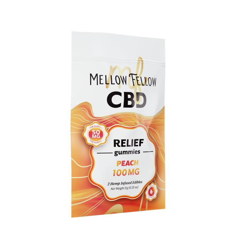 MELLOW FELLOW RELIEF GUMMIES 2PZ EDIBLES 100MG CBD PEACH-1