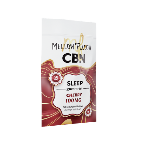 CBN Mellow Fellow Sleep Gummies 2pz Edibles 100mg CBN Cherry