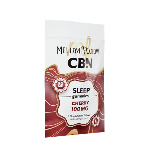CBN Mellow Fellow Sleep Gummies 2pz Edibles 100mg CBN Cherry