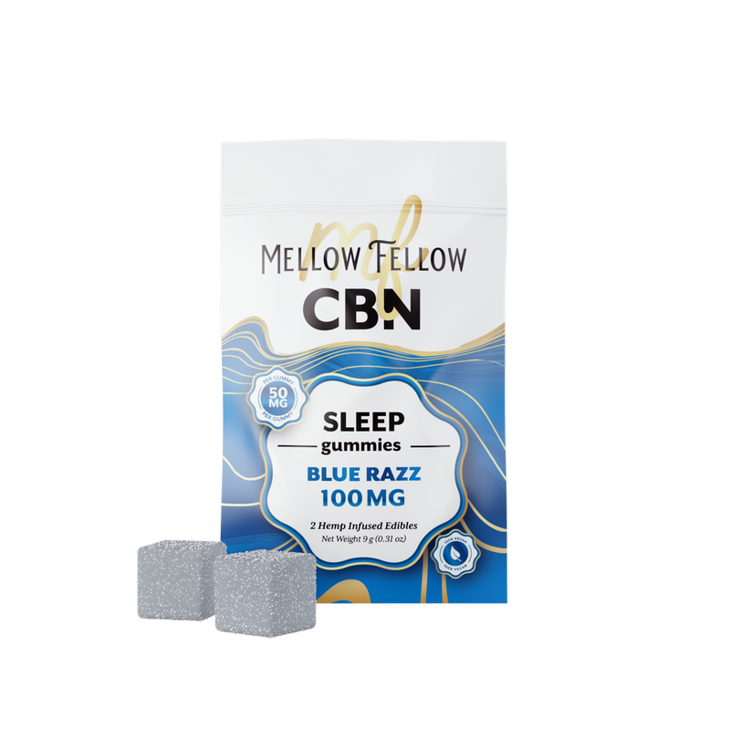 MELLOW FELLOW SLEEP GUMMIES BLUE RAZZ 100MG CBN-2