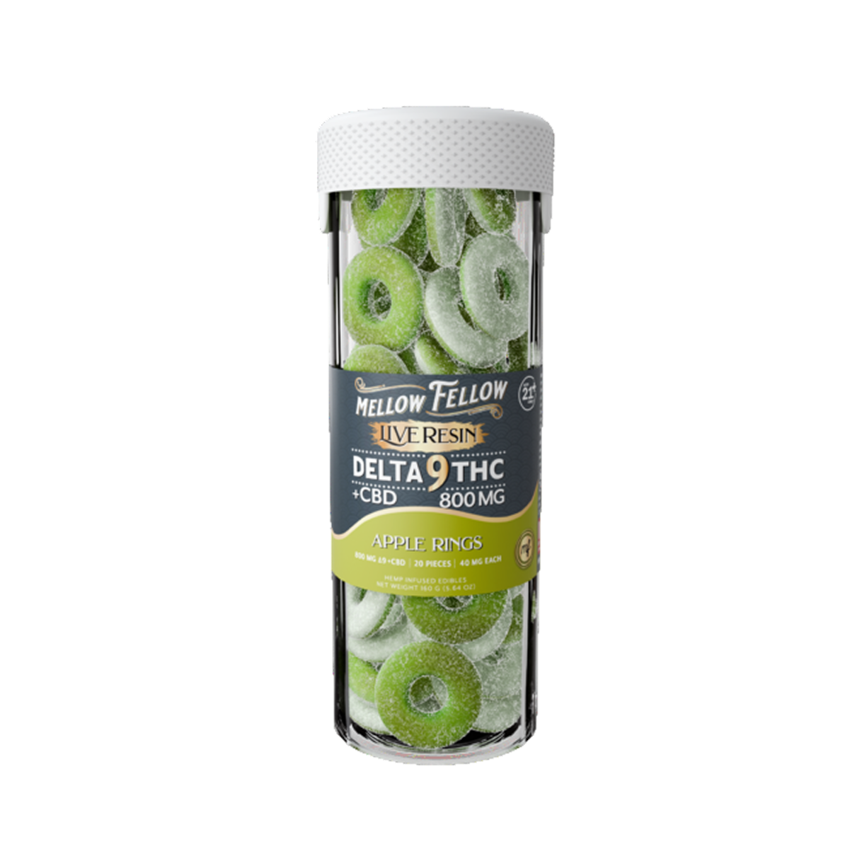 Mellow Fellow Live Resin Gummies Apple Rings (20 pz / 800mg Total)-1