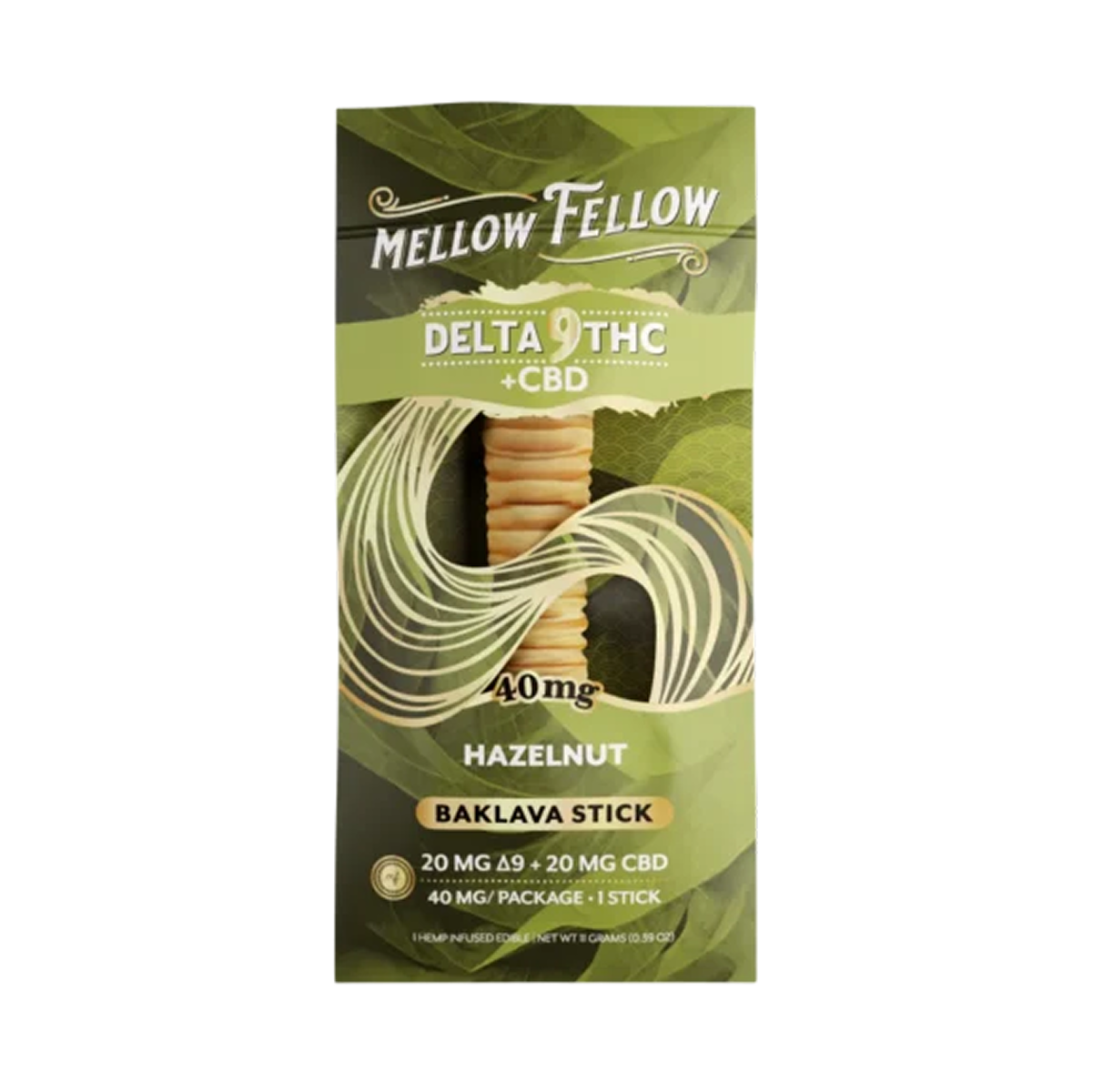 Mellow Fellow Delta-9 + CBD Baklava Stick: Hazelnut (1 pz / 40mg Total)