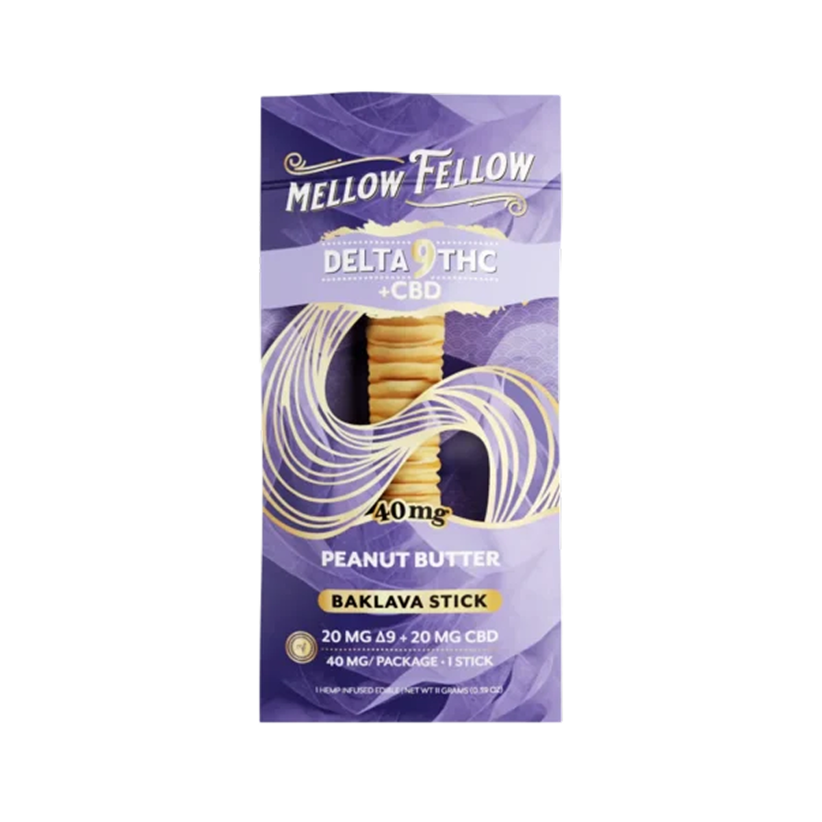 Mellow Fellow Delta-9 + CBD Baklava Stick: Peanut Butter (1 pz / 40mg Total)