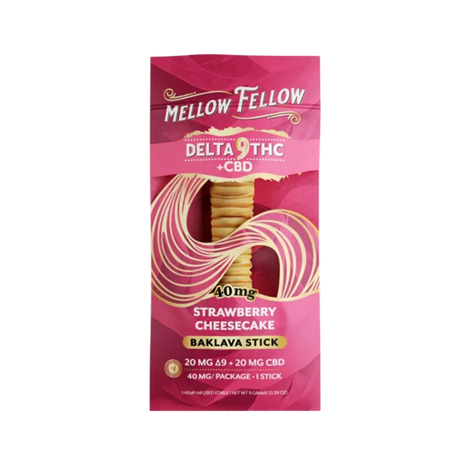 Mellow Fellow Delta-9 + CBD Baklava Stick: Strawberry Cheesecake (1 pz / 40mg Total)