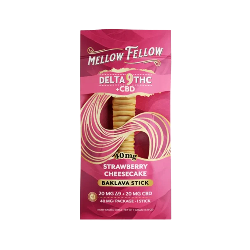 Mellow Fellow Delta-9 + CBD Baklava Stick: Strawberry Cheesecake (1 pz / 40mg Total)-1