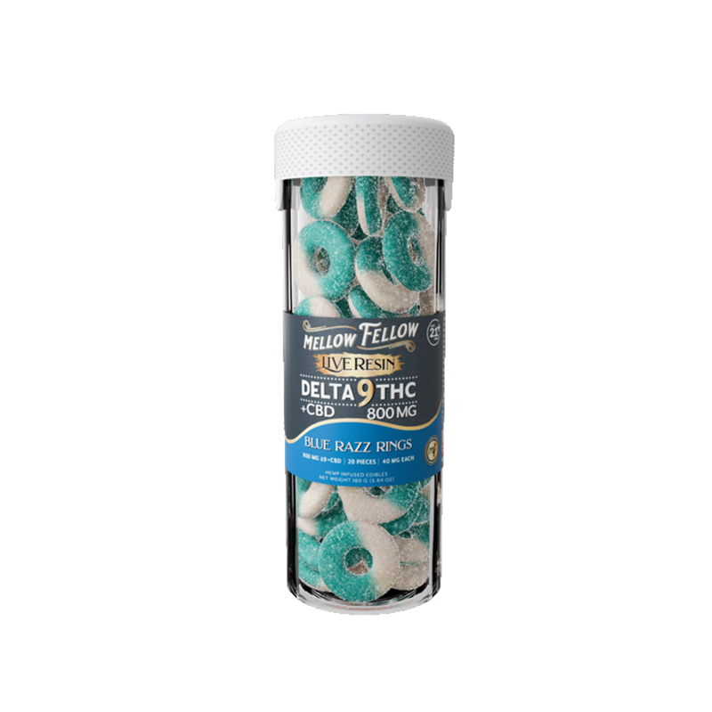 Mellow Fellow Live Resin Gummies Blue Razz Rings (20 pz / 800mg Total)-1