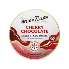 THC Mellow Fellow Bursts 10pz Edibles 200mg Nano Delta-9 + CBD Cherry Chocolate-1