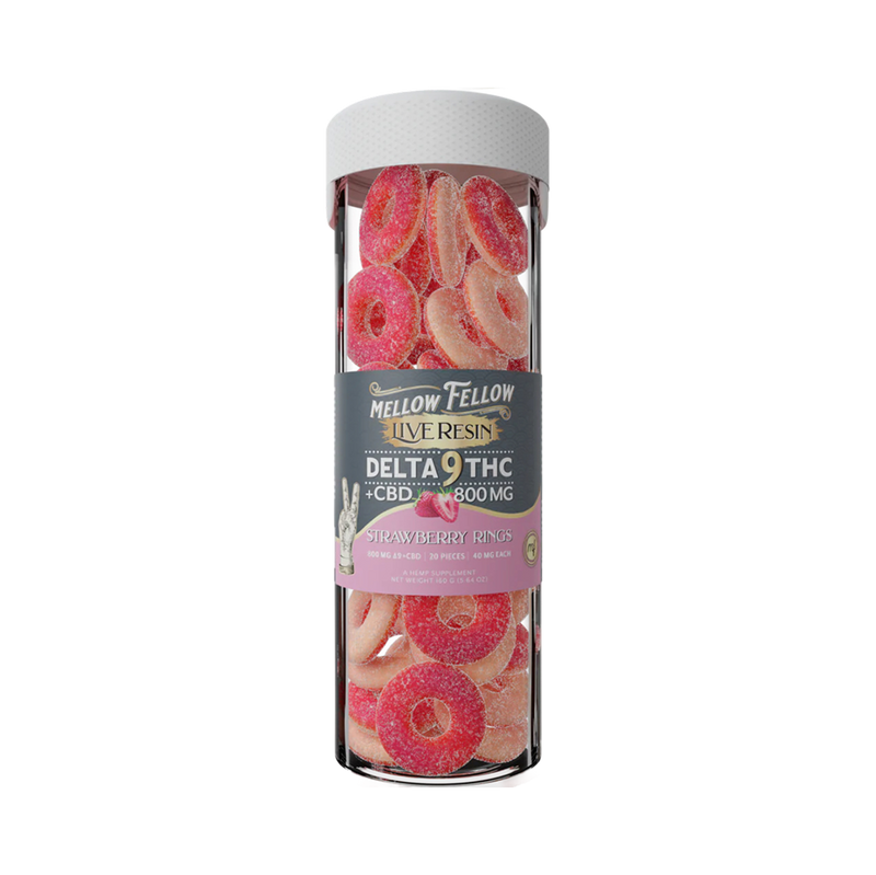 Mellow Fellow Live Resin Gummies Strawberry Rings (20 pz / 800mg Total)-1