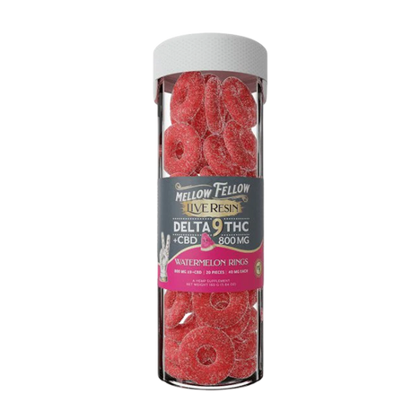 Mellow Fellow Live Resin Gummies Watermelon Rings (20 pz / 800mg Total)
