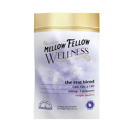 Mellow Fellow Wellness 2pc Gummies 100mg Rest Blend Tropic Medley