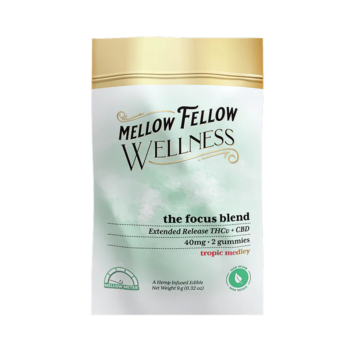Mellow Fellow Wellness 2pc Gummies 40mg Focus Blend Tropic Medley
