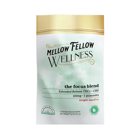 Mellow Fellow Wellness 2pc Gummies 40mg Focus Blend Tropic Medley