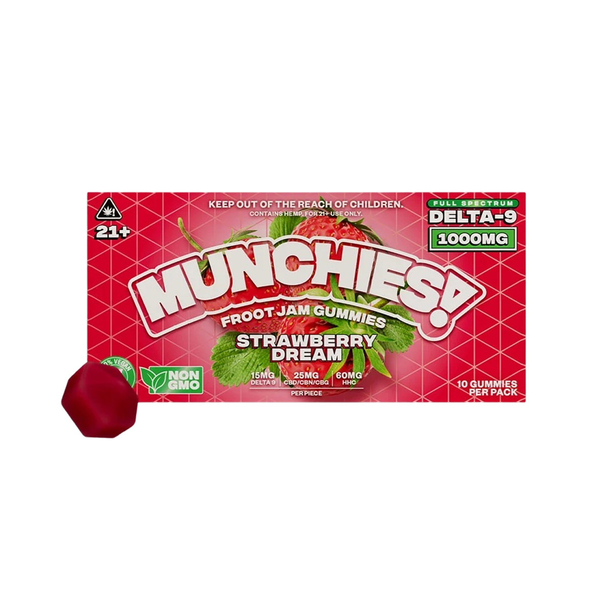 Munchies 1000MG D9 Froot Jam Gummies Strawberry Dream